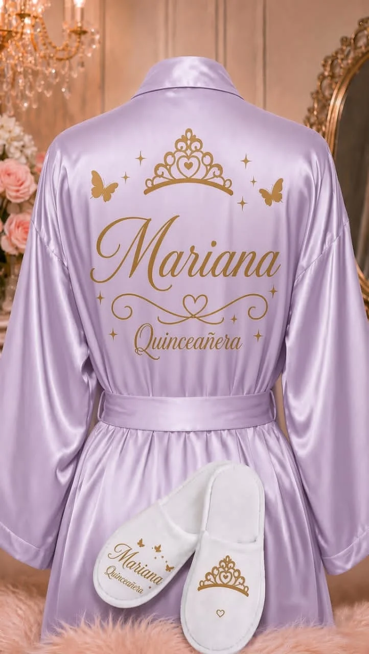 Dress Quinceañera Robe and Slipper Set Quinceanera Gift