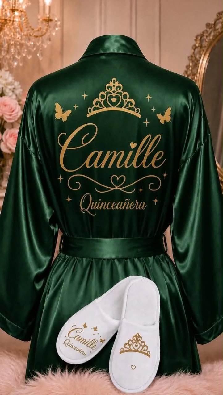 Accessory Quinceañera Robe and Slipper Set Quinceanera Gift