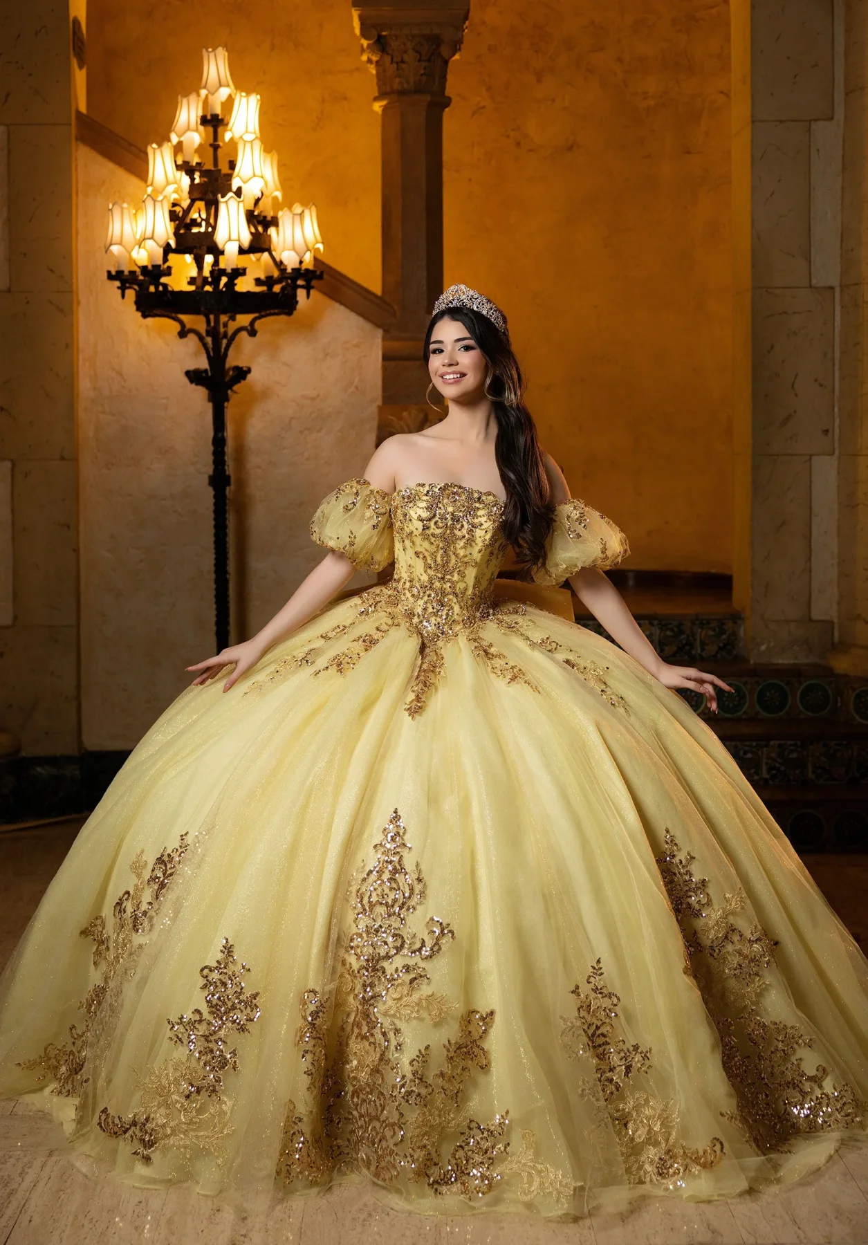 Dress CLEO Quinceañera Dress, color Yellow/Gold