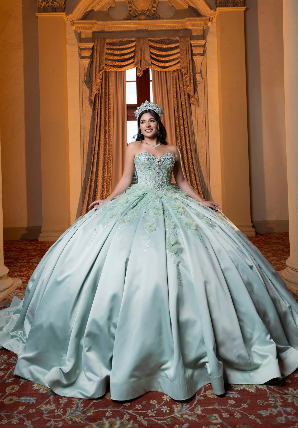 Dress BRISSA   Quinceañera Dress, color Sage